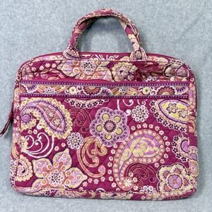 Vera Bradley Pink Red Paisley Quilted Fabric Laptop Computer Sleeve 14X11" EUC